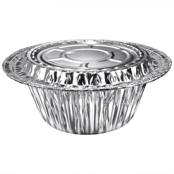 錫紙の碗の一回性の錫の箱の円形は蓋の鍋の子のご飯を持ってテイクアウトして箱のアルミ箔の弁当箱の花甲の粉の専用のご飯を包装します7寸の750 mlの錫の紙の皿+紙の蓋の1000セット
